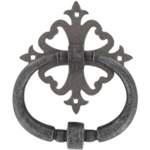 Heurtoir de porte fer sur rosace carré ajourée vieil argent argent antique Secury-t - Publicité Heurtoir de porte fer sur rosace carré ajourée vieil argent argent antique Secury-t - Publicité