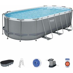 Kit piscine complet Bestway Spinelle grise – piscine ovale tubulaire pompe de filtration et kit de réparation inclus 5x3 m - Publicité