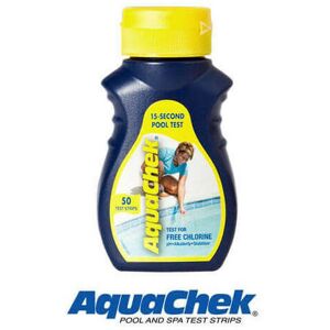 Aquachek - Jaune : Chlore et pH (x50 Bandelettes) - Publicité