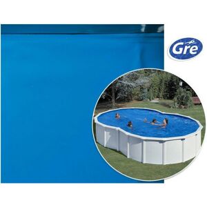 Liner bleu pour piscine hors sol en huit GRE Pool - Dimensions piscine: 7 x 4,50 x 1,20 m - Publicité