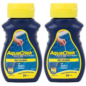 Aquachek - lot de 2 Testeur de chlore pour piscine et Spa, Lot de 50 Bandelettes - Publicité