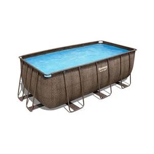 Piscine hors sol rectangle Power Steel™ 412 x 201 x 122 cm rotin marron avec filtre à sable, échelle - Bestway - Publicité