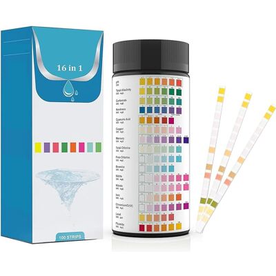 SANS MARQUE Bandelettes De Test D'Eau 16-en-1 (100 Pièces), Analyse Rapide Du Ph, Chlore, Dureté, Plomb & Mercure, Pour Eau Potable, Piscine, Aquarium Et Spa, Résultats En 60 Secondes - Publicité SANS MARQUE Bandelettes De Test D'Eau 16-en-1 (100 Pièces), Analyse Rapide Du Ph, Chlore, Dureté, Plomb & Mercure, Pour Eau Potable, Piscine, Aquarium Et Spa, Résultats En 60 Secondes - Publicité