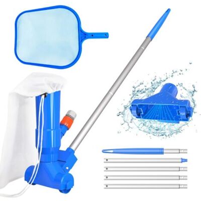 ABYSSE Kit D'Entretien Robotisé Pour Piscine Avec Aspirateur Et Écumoire, Poignées À 5 Pôles Et Sac À Feuilles - Kit D'Entretien Portable Pour Le Nettoyage Des Piscines Hors Sol, Bassins Et Fontaines - Publicité ABYSSE Kit D'Entretien Robotisé Pour Piscine Avec Aspirateur Et Écumoire, Poignées À 5 Pôles Et Sac À Feuilles - Kit D'Entretien Portable Pour Le Nettoyage Des Piscines Hors Sol, Bassins Et Fontaines - Publicité