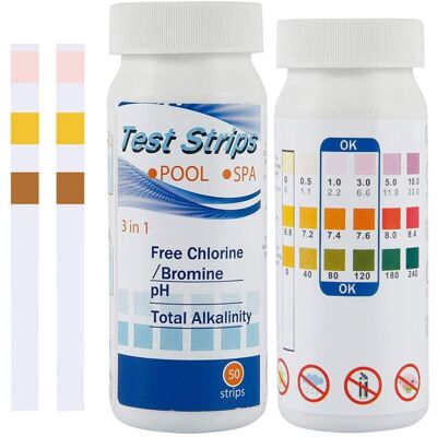 MOXIE Lot De 100 Bandelettes De Test 3 En 1 Pour Piscine, Spa, Jacuzzi, Piscine, Eau Claire, Ph Chlore, Brome, Alcalin - Publicité MOXIE Lot De 100 Bandelettes De Test 3 En 1 Pour Piscine, Spa, Jacuzzi, Piscine, Eau Claire, Ph Chlore, Brome, Alcalin - Publicité