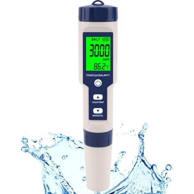 SANS MARQUE Test De Sel Et Ph-mètre Numérique Pour Piscine, Eau De Mer Et Eau Potable, 5 En 1, Salinité, Ph, Température, Ec Et Tds Pour Piscines, Jacuzzi, Spas, Haute Précision - Publicité SANS MARQUE Test De Sel Et Ph-mètre Numérique Pour Piscine, Eau De Mer Et Eau Potable, 5 En 1, Salinité, Ph, Température, Ec Et Tds Pour Piscines, Jacuzzi, Spas, Haute Précision - Publicité