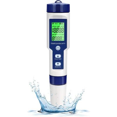 Melissa Testeur Ph Electronique, Testeur Eau Piscine 5 En 1 Avec Rétro-éclairage, Ph/tds/ec/salinité/tempmètre Avec Atc, Ph Metre Haute Précision De Résolution 0.01, Pour Eau Potable, Aquarium, Spas - Publicité Melissa Testeur Ph Electronique, Testeur Eau Piscine 5 En 1 Avec Rétro-éclairage, Ph/tds/ec/salinité/tempmètre Avec Atc, Ph Metre Haute Précision De Résolution 0.01, Pour Eau Potable, Aquarium, Spas - Publicité
