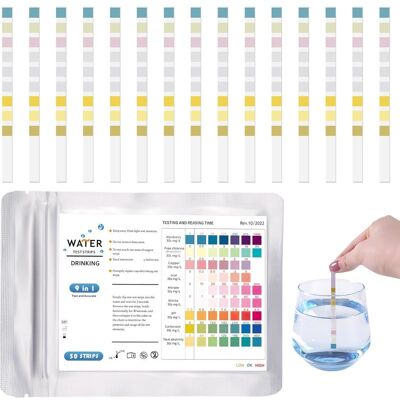Vision 50pcs 9 En 1 Bandelettes De Test Ph Pour Eau De Piscine Et Spa, Test Eau Potable Bandelette Testeur Dureté De L'Eau Pour Aquarium, Pool Teststreifen Pour Analyse Ph Nitrites Chlore Dureté Piscine - Publicité Vision 50pcs 9 En 1 Bandelettes De Test Ph Pour Eau De Piscine Et Spa, Test Eau Potable Bandelette Testeur Dureté De L'Eau Pour Aquarium, Pool Teststreifen Pour Analyse Ph Nitrites Chlore Dureté Piscine - Publicité