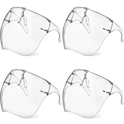 OEM Lot De 4 Masques De Protection Avec Lunettes, Antibuée, Transparents, Réutilisables, En Plastique, Anti-éclaboussures, Pour Femmes, Hommes Et Enfants - Publicité OEM Lot De 4 Masques De Protection Avec Lunettes, Antibuée, Transparents, Réutilisables, En Plastique, Anti-éclaboussures, Pour Femmes, Hommes Et Enfants - Publicité