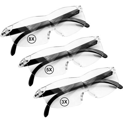 OEM Lot De 3 Lunettes Loupe Grossissante 3x, 5x, 8x, Anti Lumière Bleue, Mains Libres, Montage Sur Tête, Idéales Pour Travail De Près, Broderie, Bricolage, Porteurs De Lunettes - Publicité OEM Lot De 3 Lunettes Loupe Grossissante 3x, 5x, 8x, Anti Lumière Bleue, Mains Libres, Montage Sur Tête, Idéales Pour Travail De Près, Broderie, Bricolage, Porteurs De Lunettes - Publicité