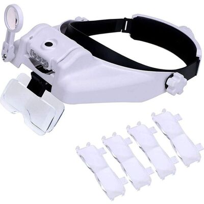 Vision Loupe Avec Lumière, Visière De Loupe À Montage Sur La Tête Avec 3 Led De Loupe De Bijoutier, 1x À 14x Zoom Mains Libres Avec Lunettes Éclairées Pour Lecture, Couture, Réparation De Montres - Publicité Vision Loupe Avec Lumière, Visière De Loupe À Montage Sur La Tête Avec 3 Led De Loupe De Bijoutier, 1x À 14x Zoom Mains Libres Avec Lunettes Éclairées Pour Lecture, Couture, Réparation De Montres - Publicité