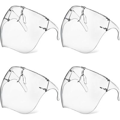 Vision Lot De 4 Masques De Protection Avec Lunettes, Antibuée, Transparents, Réutilisables, En Plastique, Anti-éclaboussures, Pour Femmes, Hommes Et Enfants - Publicité Vision Lot De 4 Masques De Protection Avec Lunettes, Antibuée, Transparents, Réutilisables, En Plastique, Anti-éclaboussures, Pour Femmes, Hommes Et Enfants - Publicité