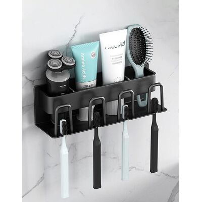 Generic Porte-brosse À Dents Mural En Aluminium, Support Brosse A Dent, Dentifrice, Rasoir Organisateur (4 Slots),convient Pour La Salle De Bain,gris - Publicité Generic Porte-brosse À Dents Mural En Aluminium, Support Brosse A Dent, Dentifrice, Rasoir Organisateur (4 Slots),convient Pour La Salle De Bain,gris - Publicité