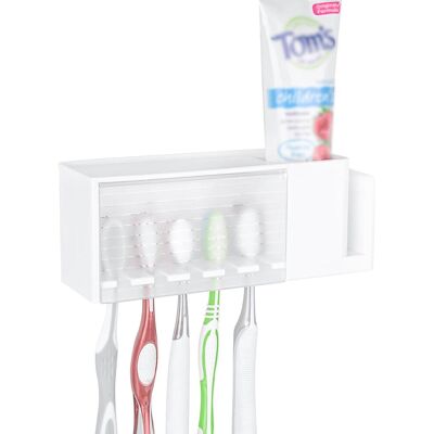 Generic Porte-brosses À Dents Mural À 5 Emplacements Avec Couvercle, Organisateur De Dentifrice Multifonctionnel En Plastique - Publicité Generic Porte-brosses À Dents Mural À 5 Emplacements Avec Couvercle, Organisateur De Dentifrice Multifonctionnel En Plastique - Publicité