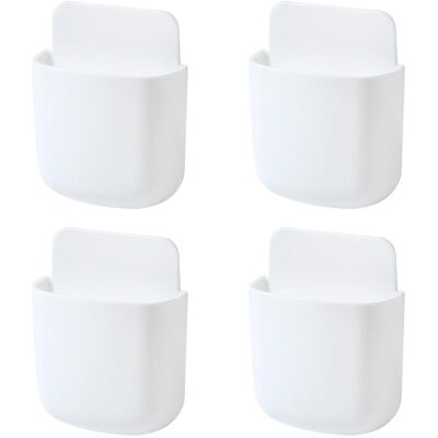 OEM Lot De 4 Boîtes De Rangement Murales Autocollantes Blanches Pour Télécommande, Crayon, Téléphone Portable, Brosse À Dents, Dentifrice - Publicité OEM Lot De 4 Boîtes De Rangement Murales Autocollantes Blanches Pour Télécommande, Crayon, Téléphone Portable, Brosse À Dents, Dentifrice - Publicité