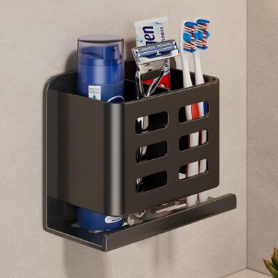 OEM Porte-brosse À Dents Mural Noir, Support De Rangement Pour Rasoir De -douche En Aluminium, Aucun Perçage Requis, Support De Rangement Amovible Pour Dentifrice-dou - Publicité OEM Porte-brosse À Dents Mural Noir, Support De Rangement Pour Rasoir De -douche En Aluminium, Aucun Perçage Requis, Support De Rangement Amovible Pour Dentifrice-dou - Publicité