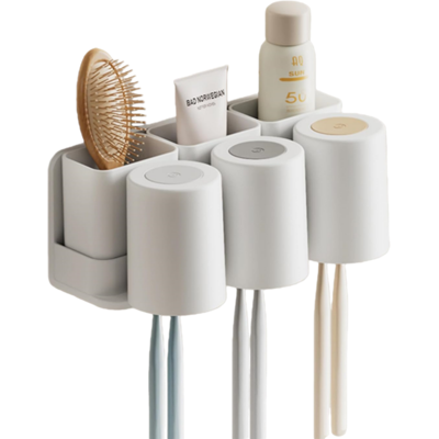 Generic Porte Brosse À Dents, Support Adhésif Pour Brosse À Dents, Support De Dentifrice Avec 3 Tasses + 3 Boîtes Détachables - Publicité Generic Porte Brosse À Dents, Support Adhésif Pour Brosse À Dents, Support De Dentifrice Avec 3 Tasses + 3 Boîtes Détachables - Publicité