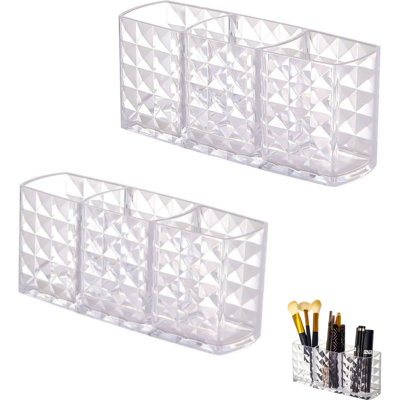 Generic 2 Pièces Boîte Rangement Maquillage Organisateur, 3 Compartiments En Acrylique Pour Pinceaux, Eye-liner, Rouge À Lèvres - Publicité Generic 2 Pièces Boîte Rangement Maquillage Organisateur, 3 Compartiments En Acrylique Pour Pinceaux, Eye-liner, Rouge À Lèvres - Publicité