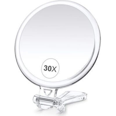 OEM Miroir De Maquillage Grossissant 30x, Double Face (1x/30x), Miroir De Poche Avec Poignée - Miroir Cosmétique Idéal Pour Les Voyages, L'Épilation Des Sourcils Et Le Maquillage - Publicité OEM Miroir De Maquillage Grossissant 30x, Double Face (1x/30x), Miroir De Poche Avec Poignée - Miroir Cosmétique Idéal Pour Les Voyages, L'Épilation Des Sourcils Et Le Maquillage - Publicité