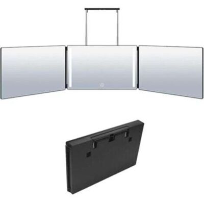 SCORPIO Miroir 360° À 3 Voies Avec Led, Miroir De Rasage Pliable, Miroir De Maquillage Réglable En Hauteur, Miroir De Maquillage, Miroir De Maquillage, Miroir Trifold Pour Raser, Coiffer, Colorer Les - Publicité SCORPIO Miroir 360° À 3 Voies Avec Led, Miroir De Rasage Pliable, Miroir De Maquillage Réglable En Hauteur, Miroir De Maquillage, Miroir De Maquillage, Miroir Trifold Pour Raser, Coiffer, Colorer Les - Publicité