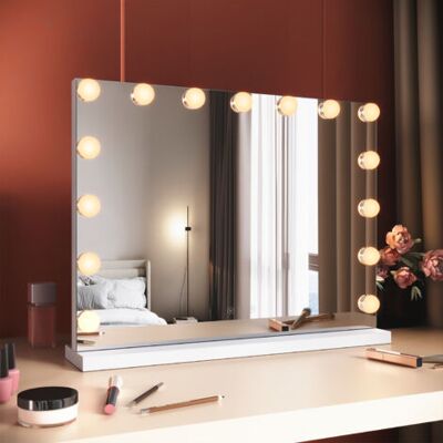 SCORPIO Sonni Miroir De Maquillage Éclairage Led Avec 3 Couleurs De Lumière Hollywood Miroir De Maquillage 58x45.5x12cm Avec 15 Led De Lumière - Publicité SCORPIO Sonni Miroir De Maquillage Éclairage Led Avec 3 Couleurs De Lumière Hollywood Miroir De Maquillage 58x45.5x12cm Avec 15 Led De Lumière - Publicité