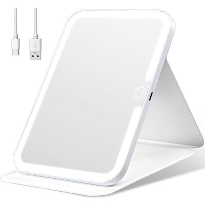 Vision Miroir De Maquillage Led Pliable, Miroir De Voyage Portable, 26 Lumières Douces, Rechargeable Par Usb, Design Fin Et Élégant Pour Table Ou Sac. Publicité Vision Miroir De Maquillage Led Pliable, Miroir De Voyage Portable, 26 Lumières Douces, Rechargeable Par Usb, Design Fin Et Élégant Pour Table Ou Sac. Publicité
