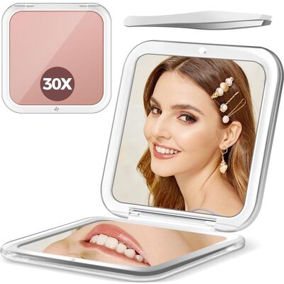 Vision Miroir Grossissant, Miroir De Maquillage Grossissant X30, Petit Miroir De Maquillage 8 X 8 Cm, Miroir De Voyage Pliable Double Face - Publicité Vision Miroir Grossissant, Miroir De Maquillage Grossissant X30, Petit Miroir De Maquillage 8 X 8 Cm, Miroir De Voyage Pliable Double Face - Publicité