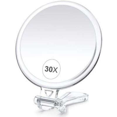 Vision Miroir De Maquillage Grossissant 30x, Double Face (1x/30x), Miroir De Poche Avec Poignée - Miroir Cosmétique Idéal Pour Les Voyages, L'Épilation Des Sourcils Et Le Maquillage - Publicité Vision Miroir De Maquillage Grossissant 30x, Double Face (1x/30x), Miroir De Poche Avec Poignée - Miroir Cosmétique Idéal Pour Les Voyages, L'Épilation Des Sourcils Et Le Maquillage - Publicité