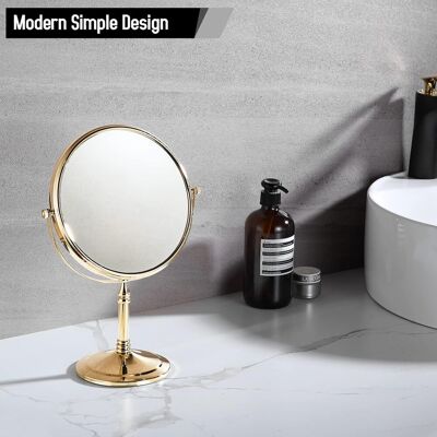 SANS MARQUE Miroir De Salle De Bain Gold, Miroir Grossissant 1x Et 3x, Miroir De Table De Toilette Pivotant À 360°, Miroir De Maquillage Double Face Pour La Salle De Bain, La Chambre Et Le Bureau - Publicité SANS MARQUE Miroir De Salle De Bain Gold, Miroir Grossissant 1x Et 3x, Miroir De Table De Toilette Pivotant À 360°, Miroir De Maquillage Double Face Pour La Salle De Bain, La Chambre Et Le Bureau - Publicité