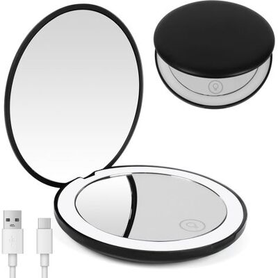 Zanussi Noir Miroir De Maquillage De Voyage Éclairé Par Led Grossissant 10x,double Face Led Miroir De Poche Lumineux, Compact Et Portable Pour Voyage - Publicité Zanussi Noir Miroir De Maquillage De Voyage Éclairé Par Led Grossissant 10x,double Face Led Miroir De Poche Lumineux, Compact Et Portable Pour Voyage - Publicité