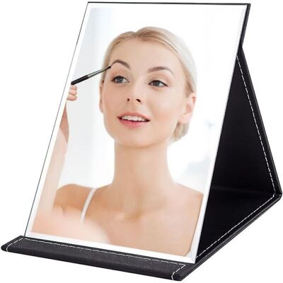 ZVD Miroir Pliant Portable, Miroir De Maquillage Portable, Miroir De Table Pliable, Miroir De Voyage En Cuir Pu Noir Pour Maison, Bureau, Voyages, Salle De Bain, 25x18 Cm, Noir - Publicité ZVD Miroir Pliant Portable, Miroir De Maquillage Portable, Miroir De Table Pliable, Miroir De Voyage En Cuir Pu Noir Pour Maison, Bureau, Voyages, Salle De Bain, 25x18 Cm, Noir - Publicité