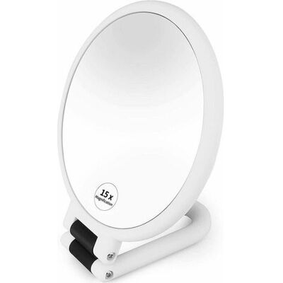 FANGMEDIA Miroir De Maquillage Double Face Avec Miroir À Main Avec Grossissement 1 X 15. Miroir De Voyage Professionnel Avec Poignée Pliante Ajustable Blanc - Publicité FANGMEDIA Miroir De Maquillage Double Face Avec Miroir À Main Avec Grossissement 1 X 15. Miroir De Voyage Professionnel Avec Poignée Pliante Ajustable Blanc - Publicité