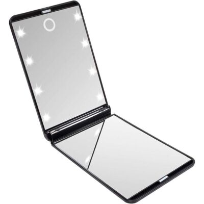 KROVV Miroir De Poche Pliable - Miroir Illuminé À Grossissement 1x Et 2x - Pour Maquillage Rasage Coiffure Et Voyages - Noir - Publicité KROVV Miroir De Poche Pliable - Miroir Illuminé À Grossissement 1x Et 2x - Pour Maquillage Rasage Coiffure Et Voyages - Noir - Publicité