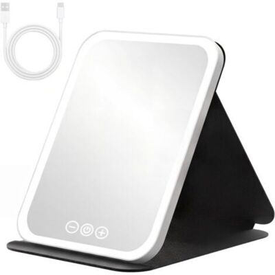 URSUS Miroir De Maquillage Lumineux, Rechargeable Par Usb, Avec Écran Tactile, Pliable Et Portable, Idéal Pour Les Voyages Et Pour Une Utilisation Dans La Chambre À Coucher. Publicité URSUS Miroir De Maquillage Lumineux, Rechargeable Par Usb, Avec Écran Tactile, Pliable Et Portable, Idéal Pour Les Voyages Et Pour Une Utilisation Dans La Chambre À Coucher. Publicité