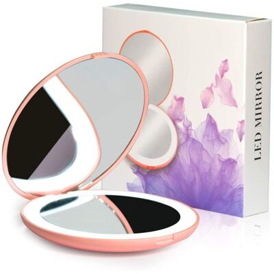OEM Miroir Compact À Led, Miroir De Voyage Lumineux, Grossissement X10, Portable, Double Face, Miroir De Maquillage Portable Pour Poche, Sac À Main, Cadeau, Rose, Rond De 8,9 Cm--crezuo - Publicité OEM Miroir Compact À Led, Miroir De Voyage Lumineux, Grossissement X10, Portable, Double Face, Miroir De Maquillage Portable Pour Poche, Sac À Main, Cadeau, Rose, Rond De 8,9 Cm--crezuo - Publicité