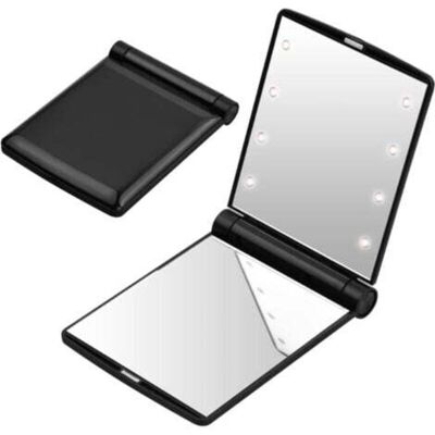 OEM Miroir De Poche Led Pliable - Noir, Miroir De Voyage De Poche, Petit Miroir Pliable, Miroir De Maquillage Portable, Miroir De Sac À Main, Miroir De Poche Avec 8 Lumières Led, Cadeau Pour Les Femmes - Publicité OEM Miroir De Poche Led Pliable - Noir, Miroir De Voyage De Poche, Petit Miroir Pliable, Miroir De Maquillage Portable, Miroir De Sac À Main, Miroir De Poche Avec 8 Lumières Led, Cadeau Pour Les Femmes - Publicité