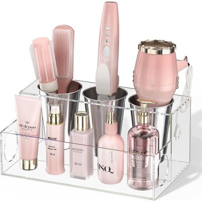Vision Organisateur En Acrylique Transparent Pour Outils De Coiffure Et Sèche-cheveux, À Placer Sur Le Comptoir De La Salle De Bain, Pour Les Accessoires, Le Maquillage Et Les Articles De Toilette. Publicité Vision Organisateur En Acrylique Transparent Pour Outils De Coiffure Et Sèche-cheveux, À Placer Sur Le Comptoir De La Salle De Bain, Pour Les Accessoires, Le Maquillage Et Les Articles De Toilette. Publicité