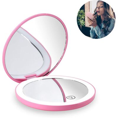 ALVIOR Miroir De Maquillage Éclairé Rechargeable - Double Face 1x Et 10x - 12 Led - Portable Pliable Pour Voyage Et Sac À Main - Publicité ALVIOR Miroir De Maquillage Éclairé Rechargeable - Double Face 1x Et 10x - 12 Led - Portable Pliable Pour Voyage Et Sac À Main - Publicité