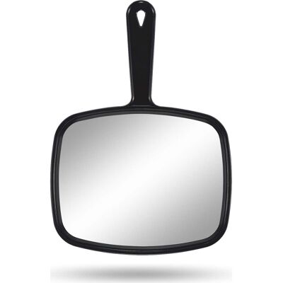 BLYNO Miroir De Poche, 23 Cm L X 31,5 Cm L, Miroir De Salon De Coiffure Avec Poignée, Noir, Carré - Publicité BLYNO Miroir De Poche, 23 Cm L X 31,5 Cm L, Miroir De Salon De Coiffure Avec Poignée, Noir, Carré - Publicité