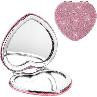 HONORNIC Miroir De Poche Compact En Forme De Cœur, Miroir Double Face Portable Avec Grossissement 1x/2x, Mini Miroir De Poche Mignon Pour Sac À Main Ou Portefeuille. Publicité HONORNIC Miroir De Poche Compact En Forme De Cœur, Miroir Double Face Portable Avec Grossissement 1x/2x, Mini Miroir De Poche Mignon Pour Sac À Main Ou Portefeuille. Publicité