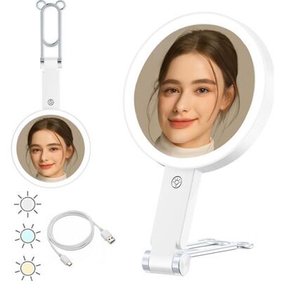 Zanussi 10x Miroir De Voyage Avec Lumière, Miroir De Maquillage Grossissant Double Face, Miroir De Maquillage Rechargeable Avec Éclairage 3 Couleurs, Écran Tactile À Intensité Variable, Poignée De - Publicité Zanussi 10x Miroir De Voyage Avec Lumière, Miroir De Maquillage Grossissant Double Face, Miroir De Maquillage Rechargeable Avec Éclairage 3 Couleurs, Écran Tactile À Intensité Variable, Poignée De - Publicité