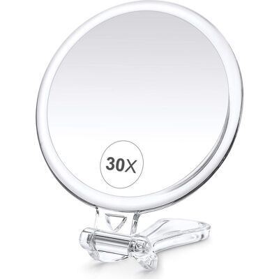 Vision Miroir De Maquillage Grossissant 30x, Double Face (1x/30x), Miroir De Poche Avec Poignée - Miroir Cosmétique Idéal Pour Les Voyages, L'Épilation Des Sourcils Et Le Maquillage - Publicité Vision Miroir De Maquillage Grossissant 30x, Double Face (1x/30x), Miroir De Poche Avec Poignée - Miroir Cosmétique Idéal Pour Les Voyages, L'Épilation Des Sourcils Et Le Maquillage - Publicité