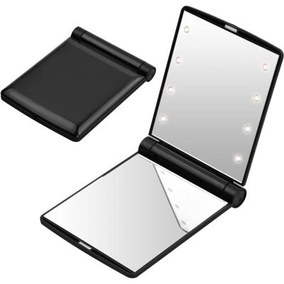 OEM Miroir De Poche Led Pliable - Noir, Miroir De Voyage De Poche, Petit Miroir Pliable, Miroir De Maquillage Portable, Miroir De Sac À Main, Miroir De Poche Avec 8 Lumières Led, Cadeau Pour Les Femmes-cr - Publicité OEM Miroir De Poche Led Pliable - Noir, Miroir De Voyage De Poche, Petit Miroir Pliable, Miroir De Maquillage Portable, Miroir De Sac À Main, Miroir De Poche Avec 8 Lumières Led, Cadeau Pour Les Femmes-cr - Publicité