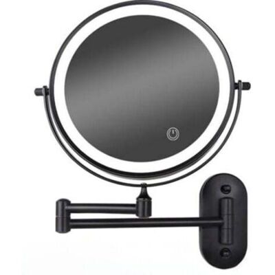SCORPIO Miroir De Maquillage Mural À Led 8 Pouces, Intensité Variable, Double Face, Grossissement X5 (noir) - Publicité SCORPIO Miroir De Maquillage Mural À Led 8 Pouces, Intensité Variable, Double Face, Grossissement X5 (noir) - Publicité