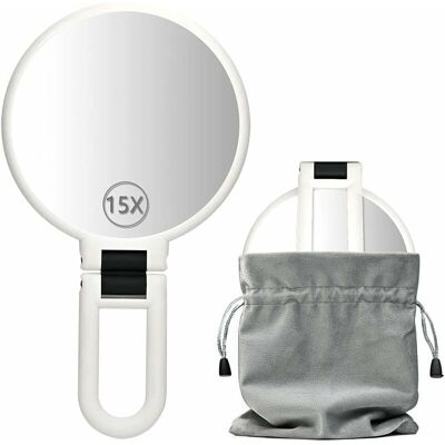 OEM Miroir De Maquillage De Voyage Avec Support, Miroir De Maquillage Suspendu, Miroir À Main Avec Poignée Double Face, Miroir De Voyage Pliable Grossissant 15x (blanc) - Publicité OEM Miroir De Maquillage De Voyage Avec Support, Miroir De Maquillage Suspendu, Miroir À Main Avec Poignée Double Face, Miroir De Voyage Pliable Grossissant 15x (blanc) - Publicité