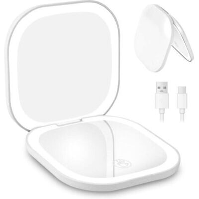 OEM Miroir Grossissant De Voyage Rechargeable, Grossissant 3x/1x, Miroir De Maquillage Éclairé, Avec Éclairage 3 Couleurs, Double Face, Pour Un Maquillage Précis, Blanc - Publicité OEM Miroir Grossissant De Voyage Rechargeable, Grossissant 3x/1x, Miroir De Maquillage Éclairé, Avec Éclairage 3 Couleurs, Double Face, Pour Un Maquillage Précis, Blanc - Publicité