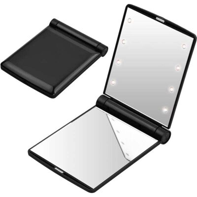OEM Miroir De Poche Led Pliable - Noir, Miroir De Voyage De Poche, Petit Miroir Pliable, Miroir De Maquillage Portable, Miroir De Sac À Main, Miroir De Poche Avec 8 Lumières Led, Cadeau Pour Les Femmes - Publicité OEM Miroir De Poche Led Pliable - Noir, Miroir De Voyage De Poche, Petit Miroir Pliable, Miroir De Maquillage Portable, Miroir De Sac À Main, Miroir De Poche Avec 8 Lumières Led, Cadeau Pour Les Femmes - Publicité