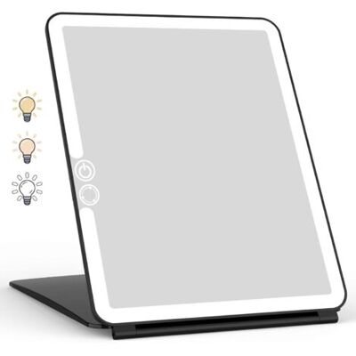 KOMIRO Miroir De Maquillage Éclairé Avec 72 Led, 2000 Mah, Rechargeable Par Usb, Écran Tactile Led, Miroir De Voyage (noir) - Publicité KOMIRO Miroir De Maquillage Éclairé Avec 72 Led, 2000 Mah, Rechargeable Par Usb, Écran Tactile Led, Miroir De Voyage (noir) - Publicité