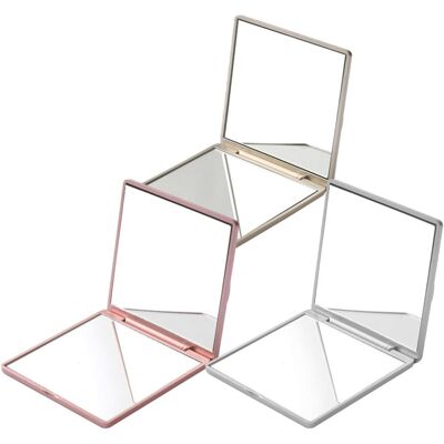 SLOWMOOSE Lot 3 Miroirs De Poche Pliables Double Face Avec Grossissement, Petits Miroirs De Maquillage En Or Rose, Or Clair Et Argent Métallisé - Publicité SLOWMOOSE Lot 3 Miroirs De Poche Pliables Double Face Avec Grossissement, Petits Miroirs De Maquillage En Or Rose, Or Clair Et Argent Métallisé - Publicité