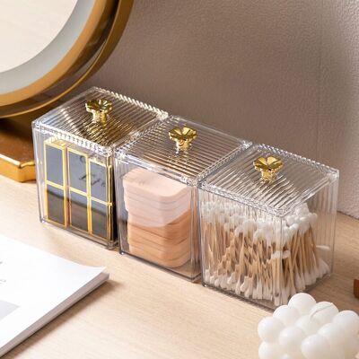 OEM 3pcs Distributeur De Cotons Salle De Bain, Boîte Acrylique Transparente Poue Coton Tige Rangement Maquillage Pour Cosmétiques, Cotons-tiges, Boules De Coton, Tampons, Blanc - Publicité OEM 3pcs Distributeur De Cotons Salle De Bain, Boîte Acrylique Transparente Poue Coton Tige Rangement Maquillage Pour Cosmétiques, Cotons-tiges, Boules De Coton, Tampons, Blanc - Publicité